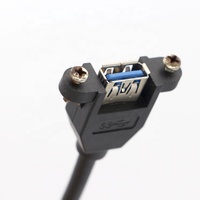 Perno de bloqueo de tornillo Dual USB 3,0 Tipo a Cable de montaje en panel hembra con conector Molex