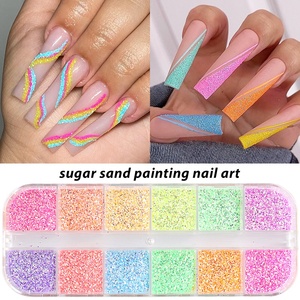 12 grilles ongles sucre poudre holographique paillettes <span class=keywords><strong>pull</strong></span> sable revêtement effet <span class=keywords><strong>bleu</strong></span> rose Pastel Pigment bricolage Gel vernis décoration - Product Image 5