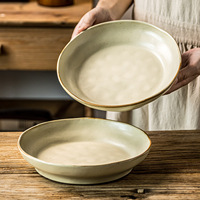 Plat à soupe en céramique artisanale vintage, durable, grand format, vaisselle rétro pour la maison et la restauration