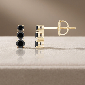 Pendientes de Diamantes Negros Naturales Vintage, Oro de 10K, 14K, 18K, Plata 925, 935, para Mujer, para Compromiso, Boda, Uso Diario - Product Image 1