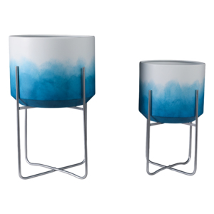 Fioriere in metallo sfumato con supporto, vasi rialzati per interni ed esterni, decorazione per la casa, soggiorno e giardino - Product Image 3