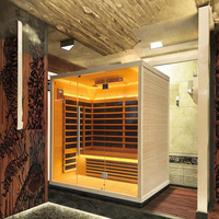 Sauna de loisirs SS-400, sauna électrique à vapeur sèche moderne de luxe, capacité pour 4 personnes, chauffage à spectre complet, infrarouge lointain, en bois de cèdre massif