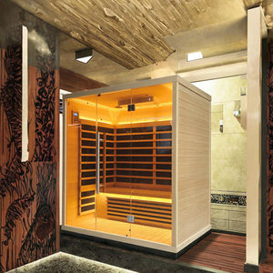 Lusso moderno elettrico a vapore secco Sauna 4 persone capacità con spettro completo di riscaldamento & lontano infrarosso solido Hemlock legno - Product Image 3