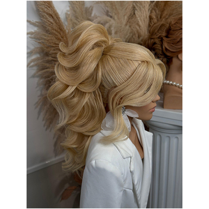 Nhà Máy Giá 29Inch 230G 100% Con Người Tóc Mannequin Châu Âu Mặt Đào Tạo Mannequin Đầu Với Vai Cho Thợ Làm Tóc - Product Image 3