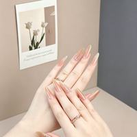 Faux ongles personnalisés avec logo, forme amande longue, OEM ODM, en acrylique, dégradé de strass, capsules de gel de luxe pour fête