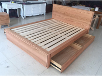 Lit plateforme moderne minimaliste en bois massif, grain noyer, taille King, sommier, mobilier de chambre