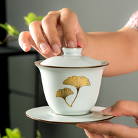 Chine ensembles de thé théière et tasse ensemble or jante porcelaine avec théière en céramique bleu boîte personnalisée Logo café emballage papier CIQ
