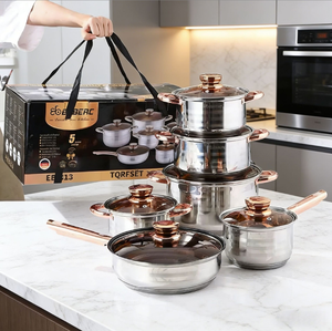 <span class=keywords><strong>Ensemble</strong></span> de 12 casseroles et poêles en acier inoxydable, finition miroir, <span class=keywords><strong>ensemble</strong></span> de cuisine pour la maison, ustensiles de cuisine en acier inoxydable de qualité supérieure, <span class=keywords><strong>ensemble</strong></span> cadeau - Product Image 1