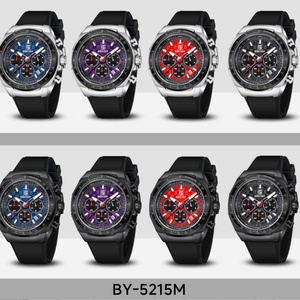 Montre de sport de luxe multifonctionnelle à quartz BENYAR 5215 pour homme, boîtier en alliage de 44 mm, aiguilles en acier inoxydable, chronographe, étanche, cadeau - Product Image 3