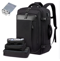 Sac à dos d'ordinateur portable unisexe personnalisé avec logo, pour voyage et avion, avec bandoulière arquée détachable, 36-59L, en polyester, avec fermeture éclair