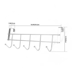 Stainless Steel Over The Door <b>Hook</b> Rack 5 <b>Hooks</b> 24.5x9x2.39 Cm Rust Resistant Minimalist Design For Coat Cap Storage - Product Image 2