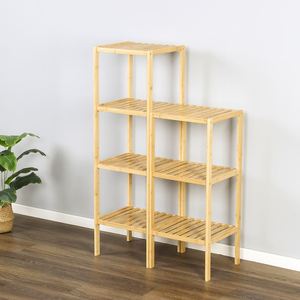 Custom 4-Tier Bamboo Freestanding Plant <b>Stand</b> Decorative Bathroom Racks Storage Shelf Standing Bathroom Shelf - Product Image 4