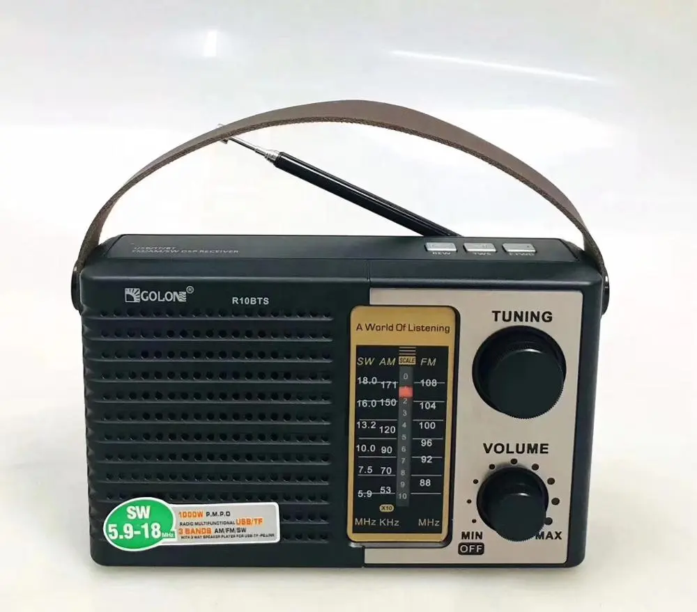 جهاز استقبال محمول من GOLON R10BTS, جهاز استقبال محمول من GOLON R10BTS Am Fm Sw راديو العالم 11 نطاق Mp3 تشغيل Dab قديم ريترو Boombox راديو