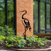 Silhouette de héron en fer forgé pour jardin, sculpture d'oiseau en métal de 118 pouces pour clôture, pot, cadeau de Thanksgiving, de Noël