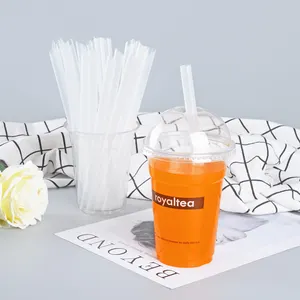 High Cost Performance 12*240mm Transparent Bubble Tea Straw Plastic Boba Clear Straw