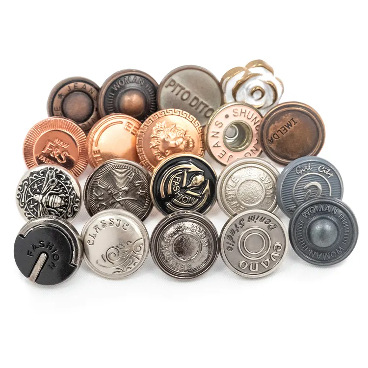 Garment accessories engraved zamak customized denim button rivets 15mm custom metal 17 mm jeans buttons suppliers for jeans