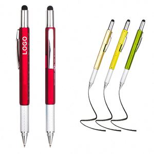 Stylo bille multifonctionnel 6-en-1 en plastique avec pointe de 1,0 mm, encre bleue et noire, design unique - Product Image 2