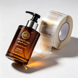 Etiquetas Adhesivas de Vinilo Transparente con Impresión Personalizada al por Mayor, Rollo de Etiquetas con Estampado en Caliente para Botellas de Brillo Labial, Suero y Cosméticos - Product Image 2