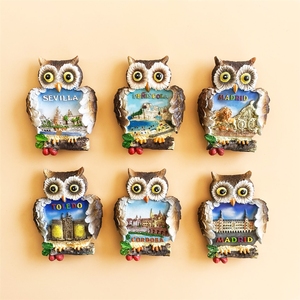 Suministro transfronterizo de imanes tridimensionales con forma de búho, artesanías decorativas para el hogar y nevera, procedentes de España, Europa. - Product Image 1