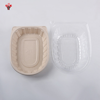 Boîte à poulet rôti en bagasse de qualité alimentaire avec couvercle transparent, compostable, jetable, pour poulet entier à emporter, livraison rapide