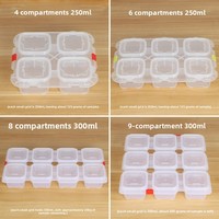 Boîte en plastique de petite taille avec compartiments pour la conservation des échantillons alimentaires des cantines scolaires et des restaurants de maternelle