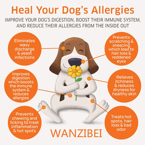 WANZIBEI-Suplemento para aliviar la <span class=keywords><strong>alergia</strong></span> de <span class=keywords><strong>los</strong></span> <span class=keywords><strong>perros</strong></span>, mascarillas suaves con calostro y probióticos, ayuda <span class=keywords><strong>a</strong></span> aliviar la picazón, 120 - Product Image 3
