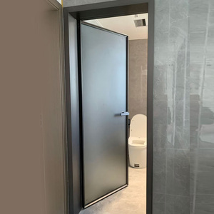 <span class=keywords><strong>Porte</strong></span> de salle de bain moderne en verre cannelé, <span class=keywords><strong>porte</strong></span> pivotante en aluminium, taille personnalisée, cadre ultra-fin, étanche, portes intérieures de toilettes - Product Image 6