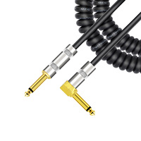 Sarmal 6.35mm Gitar Ses Kablosu Düz - Dik Açılı 1/4 İnç TRS Stereo OFC Yaylı Enstrüman Altın Kaplama Gitar Fişi