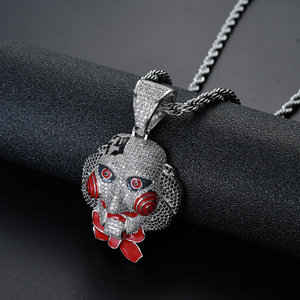 Collar con Colgante de Latón Chapado en Oro Único de BES, Estilo Hip Hop, Cabeza de Muñeca con Sierra, Máscara con Circonitas, Joyería Moderna para Aniversario - Product Image 3