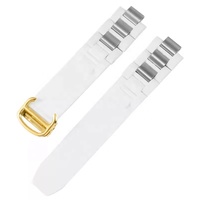 Bracelet de montre en silicone blanc et noir de 20 mm avec fermoir déployant et boucle en or rose noir pour Cartier Santos, bracelet en caoutchouc Ballon Bleu