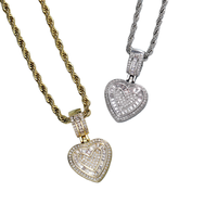 Collier pull en chaîne torsadée plaqué or avec zircon en forme de cœur, style hip-hop, pour femmes, vente en gros, modèle européen-américain de niche