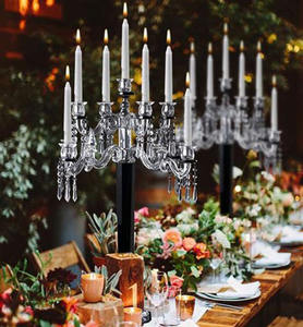 9 bras table de mariage centres de table noir candélabre en cristal pour les mariages MH-1623 - Product Image 2