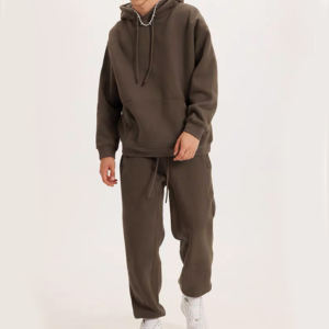 Venta al por mayor de alta calidad Unisex 2 piezas Casual sólido logotipo personalizado 345G Tallas grandes Sudaderas con capucha de gran tamaño Pantalones Conjuntos para hombres - Product Image 1