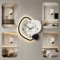 Jam Dinding Abstrak Modern dengan Lampu LED - Jam Seni Tanpa Suara Tanpa Lonceng, Cocok untuk Ruang Tamu dan Kamar Tidur.
