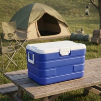 Glacière isotherme 30L en EPS, portable, pour camping, bleu et blanc