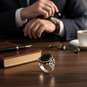 Onyx Stone Oval Shape <b>Men</b> <b>Ring</b> Jewelry Man Jewellery Wholesale Handcrafted Authentic 925 Sterling <b>Silver</b> <b>Men</b> <b>Ring</b> - Product Image 3