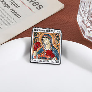 Nueva y divertida LETRA <span class=keywords><strong>DE</strong></span> LA Virgen María, Ave María, lleno <span class=keywords><strong>de</strong></span> <span class=keywords><strong>gracia</strong></span>, golpea al diablo en la cara, Pin <span class=keywords><strong>de</strong></span> solapa, broche esmaltado, accesorios para sombrero - Product Image 4