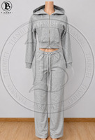 Ensemble de survêtement sexy Y2K pour femme, veste zippée avec logo brodé personnalisé, pantalon évasé en molleton bouclette, tenue streetwear et loungewear