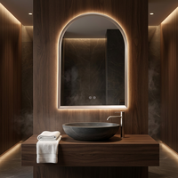 Espejo de Baño LED con Forma de Arco, Antivaho, Táctil, Retroiluminado, de Pared, Espejo de Maquillaje Moderno para Uso Doméstico