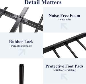 Cama individual de metal tamaño Queen con cabecero, marco moderno de hierro forjado, muebles de acero para dormitorio con almacenamiento, uso en hoteles - Product Image 6