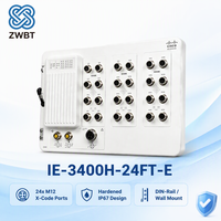 Commutateur Cisco Catalyst IE-3400H-24FT-E, robuste, IP67, 24x FE M12 D-Code, -40°C à 75°C, montage mural, sans ventilateur, Network Essentials