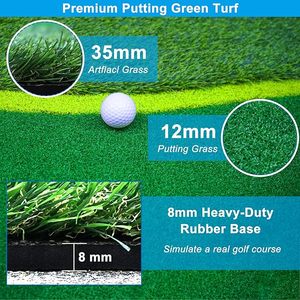 Grand tapis d'entraînement de golf professionnel avec <span class=keywords><strong>gazon</strong></span> <span class=keywords><strong>artificiel</strong></span> réaliste et 3 drapeaux pour enfants, pour putting intérieur/extérieur - Product Image 3