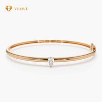 Bracelets VLOVE minimalistes en or 14 carats avec diamants naturels taillés en poire de 3 mm, certifiés pour femmes