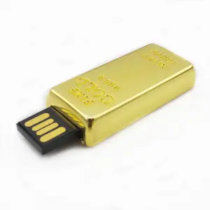 China make wholesale gold bar usb flash disk free customized laser logo zinc alloy material usb pen drive