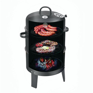 Horno de carbón circular de tres capas, pequeño, cilíndrico, negro, de hierro fundido, para exteriores, para ahumar, tipo tostador, para <span class=keywords><strong>el</strong></span> hogar, económico - Product Image 3