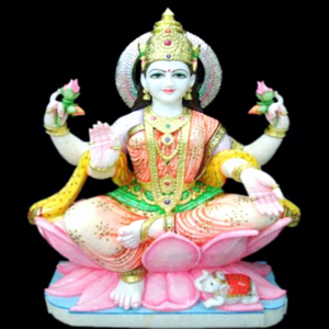 Mármol Indio Puro Makrana Pulido Decorativo, Blanco Brillante, Hermosa Diosa Lakshmi Devi, Artesanía, Artículo de Regalo Hindú - Product Image 1