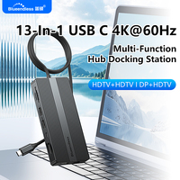 Blueendless 13-In-1 USB-C MST Dock USB 3.2 USB C Hub 4K 60Hz 13 In 1 HDTV DP RJ45 USB Type C Hub Multiport Adapter