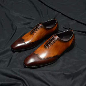 Chaussures en cuir véritable haut de gamme pour hommes - Lacets imperméables, respirantes et antidérapantes - Parfaites pour le style business décontracté - Product Image 1