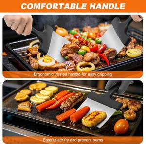 Griddle Scraper Stainless Steel Flat Top Grill Scraper with 5" Handle Sturdy Food Scraper Tool Kitchen for Blackstone Grill - Product Image 4