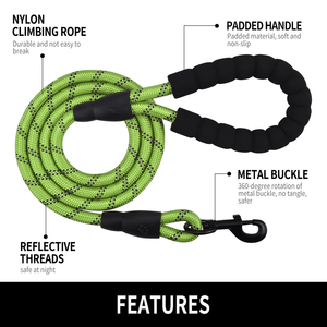 Classic Breakaway Solid Nylon Pet Leash with Ribbons Reflective Luminous Thickened <b>Dog</b> Walking Leash for Large <b>Dogs</b> - Product Image 3